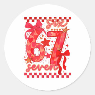 Hugvyn Six Seven Valentine 6 7 Meme Checkered Coqu Classic Round Sticker