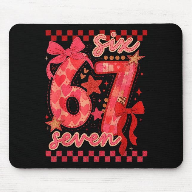 Hugvyn Six Seven Valentine 6 7 Meme Checkered Coqu Mouse Mat (Front)