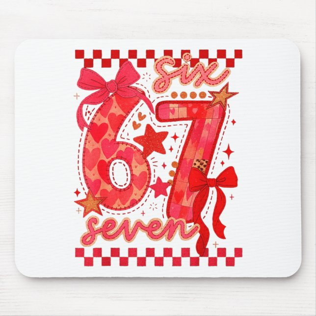 Hugvyn Six Seven Valentine 6 7 Meme Checkered Coqu Mouse Mat (Front)