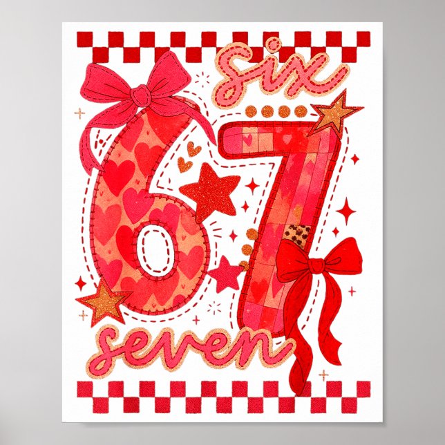 Hugvyn Six Seven Valentine 6 7 Meme Checkered Coqu Poster (Front)