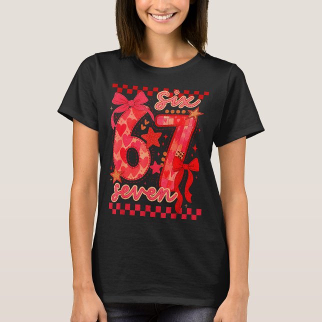 Hugvyn Six Seven Valentine 6 7 Meme Checkered Coqu T-Shirt (Front)