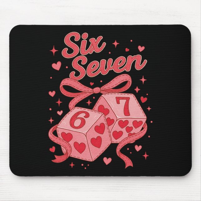 Hugvyn Six Seven Valentine Dice 6 7 Cherry Playing Mouse Mat (Front)