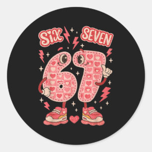 Hugvyn Six Seven Valentine Love 67 Preppy Coquette Classic Round Sticker