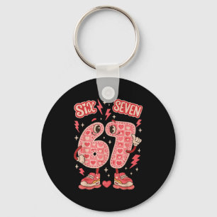 Hugvyn Six Seven Valentine Love 67 Preppy Coquette Key Ring