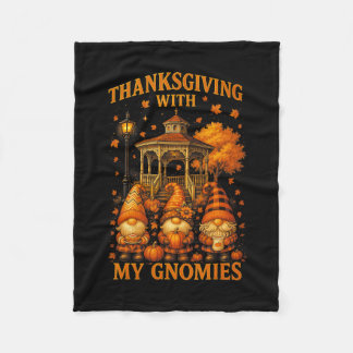 Hugvyn Thanksgiving With My Gnomies Fall Autumn Gn Fleece Blanket