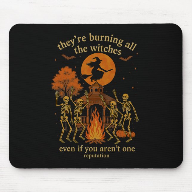 Hugvyn They're Burning All The Witches Skeleton Wi Mouse Mat (Front)