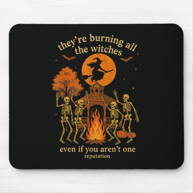 Hugvyn They're Burning All The Witches Skeleton Wi Mouse Mat (Front)