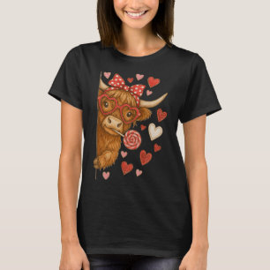 Hugvyn Valentine Cow Coquette Xoxo Howdy Western T-Shirt