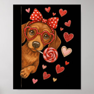 Hugvyn Valentine Dachshund Mama Cute Puppy Dog Mom Poster