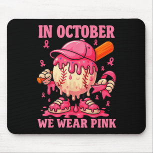 Hugvyn We Wear Pink Breast Cancer Baseball Ice Cre Mouse Mat