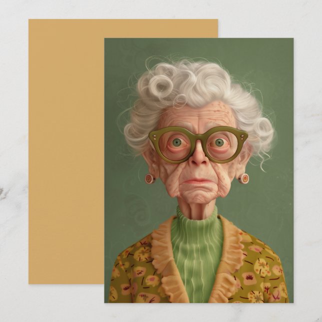 Huh? Grandma Portrait Invitation (Front/Back)