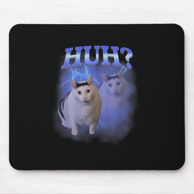 Huh Silly Cat Meme Funny Oddly Bootleg Specific Da Mouse Mat (Front)