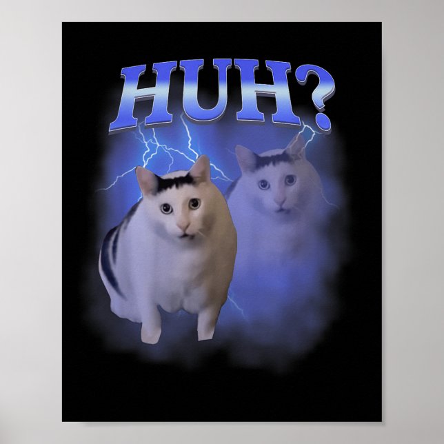 Huh Silly Cat Meme Funny Oddly Bootleg Specific Da Poster (Front)