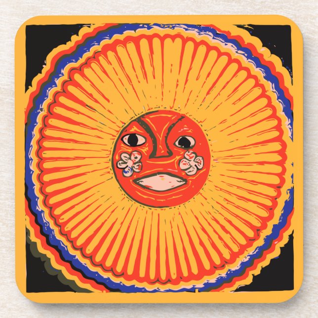 Huichol Native American Art, The sun Coaster (Front)