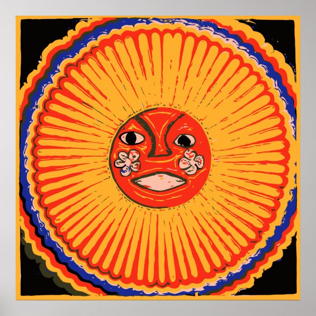 Huichol Native American Art, The sun Poster (Front)