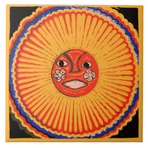 Huichol Native American Art, The sun Tile