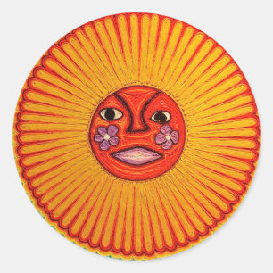 Huichol String Art Sun Mexican Folk Art Classic Round Sticker