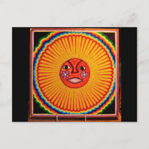 Huichol String Art Sun Mexican Folk Art Postcard