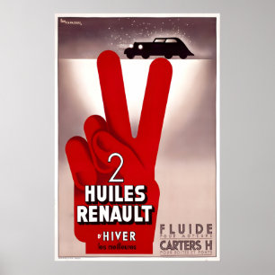 Huiles Renault Vintage Auto Poster