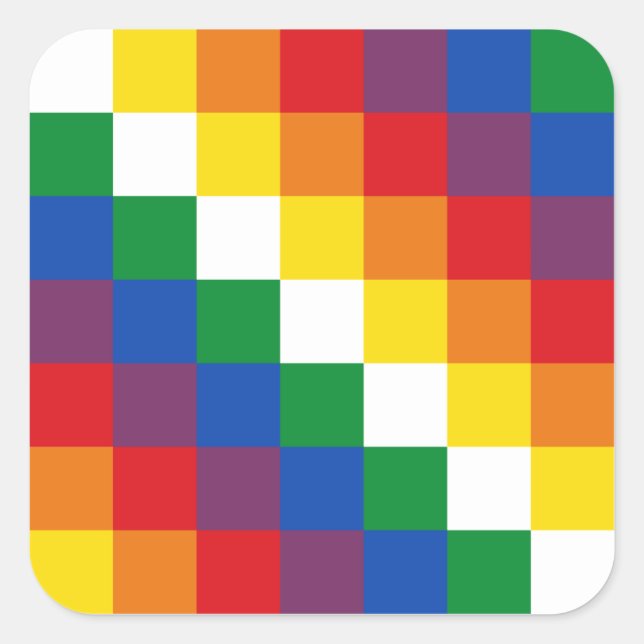 Huipala/Wipala Flag. Andean Qulla Suyu. Bolivia Square Sticker (Front)