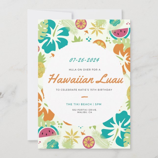 Hula Birthday Invite (Front)
