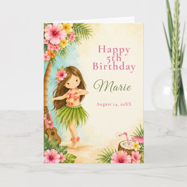 Hula Birthday Party Card (Front)