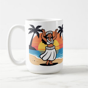 Hula dance beach party sunset tropical island art coffee mug