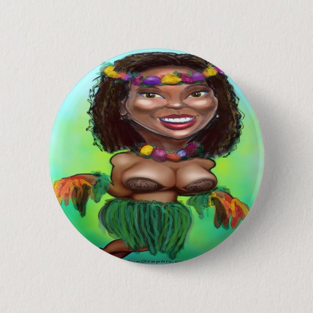 Hula Dancer 6 Cm Round Badge (Front)