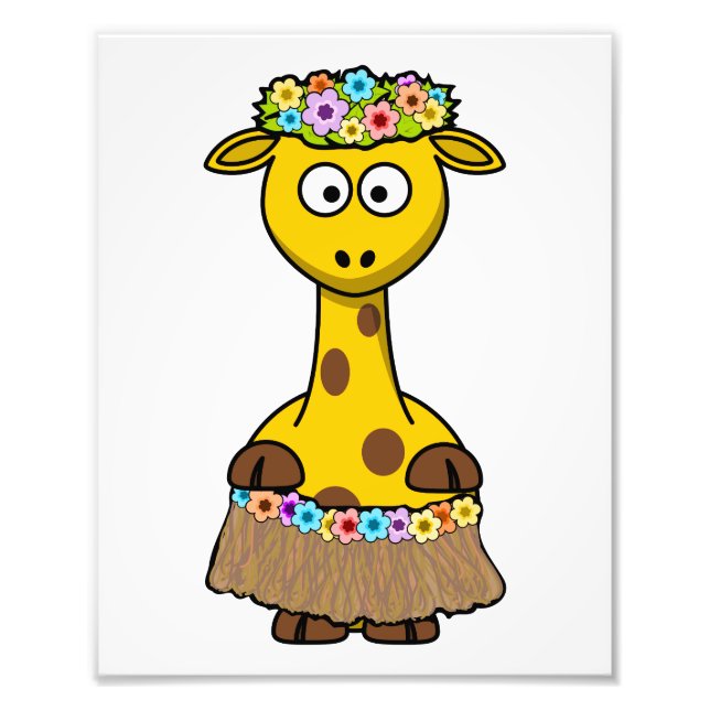 Hula Dancer Giraffe Cartoon Photo Print (Front)