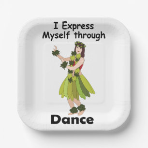 Hula Dancer Girl Expressing Dance Luau Party Paper Plate