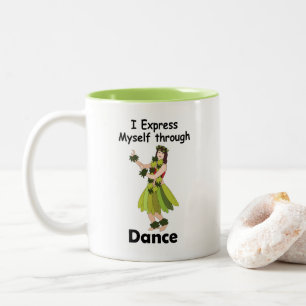 Hula Dancer Girl Expressing Herself Through Dance Two-Tone Coffee Mug