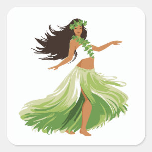 Hula Dancer Grass Skirt Hawaiian Sticker