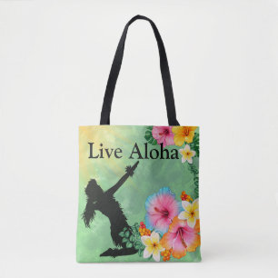 Hula Dancer Live Aloha Tropical Flowers  Tote Bag