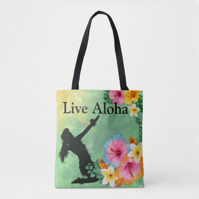 Hula Dancer Live Aloha Tropical Flowers  Tote Bag (Front)