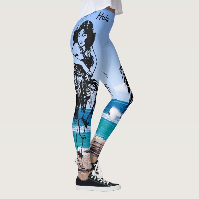Hula Dancer Original Art Workout Leggings (Right)