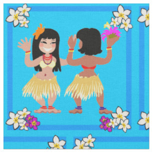 Hula Dancers Print On Fabric