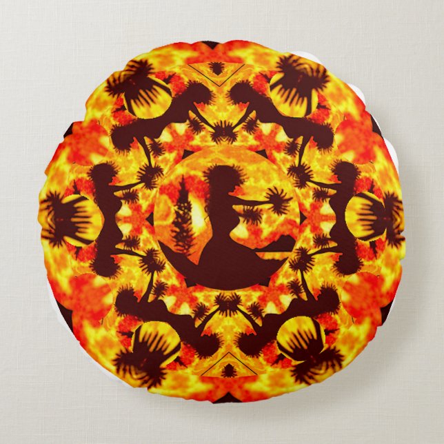 Hula Dancers Round Cushion (Front)