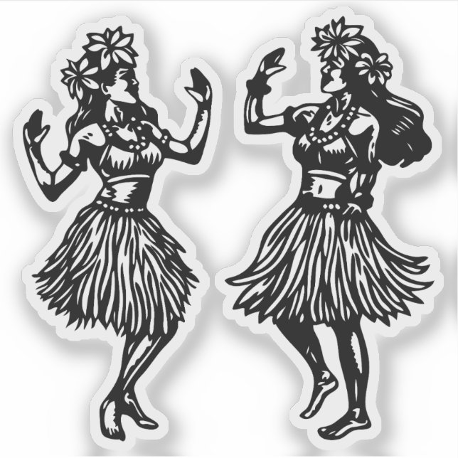 Hula Dancers vinyl stickers (Front)