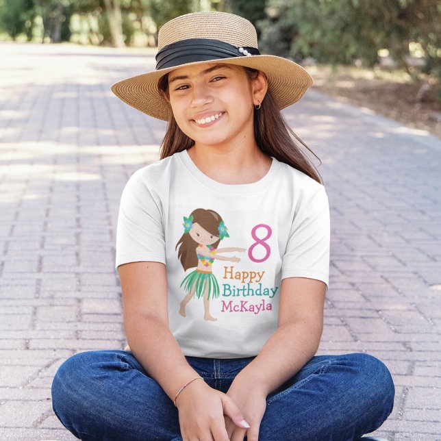 Hula Dancing Girl Custom Kids Birthday T-Shirt (Creator Uploaded)