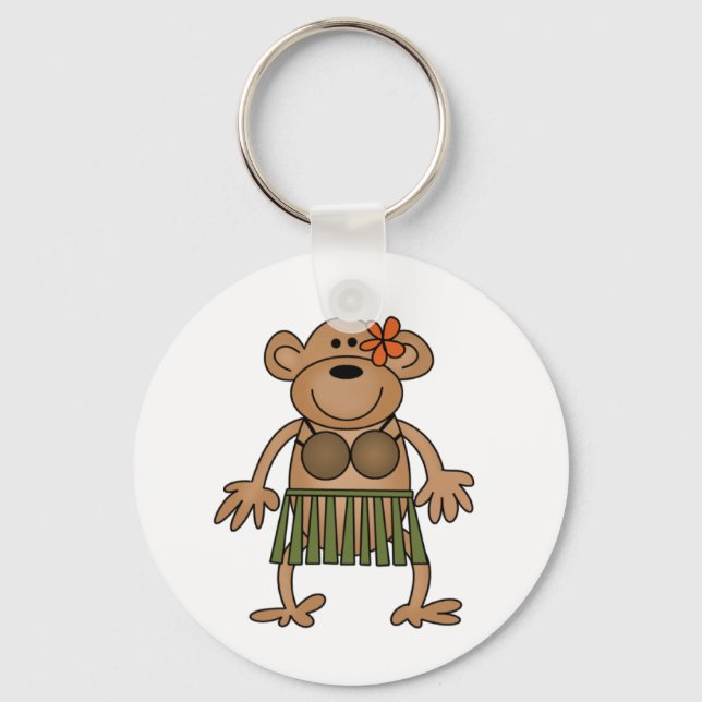 Hula Dancing Monkey Key Ring (Front)