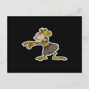 hula dancing monkey postcard