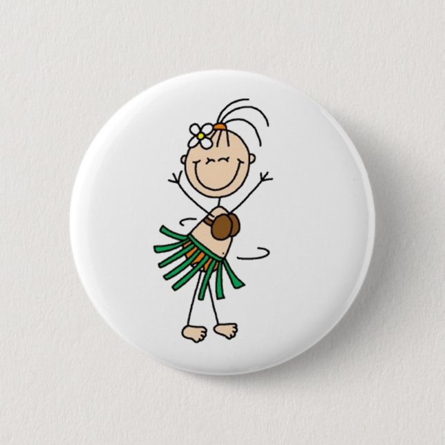 Hula Dancing Stick Figure 6 Cm Round Badge (Front)