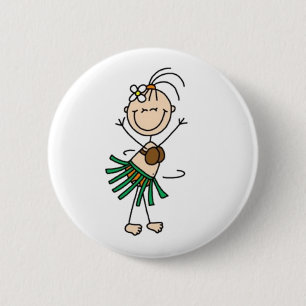 Hula Dancing Stick Figure 6 Cm Round Badge