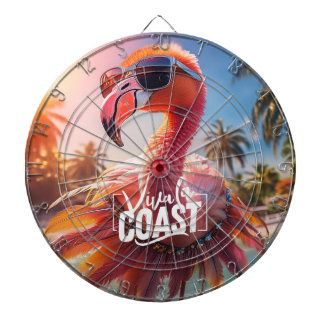 Hula Flamingo Wearing Sunglasses Dartboard