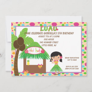 Hula Girl at Tiki Hut tBirthday Invitation