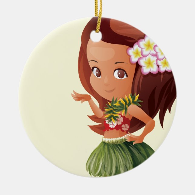Hula girl ceramic tree decoration (Front)