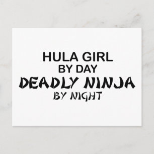 Hula Girl Deadly Ninja by Night Postcard