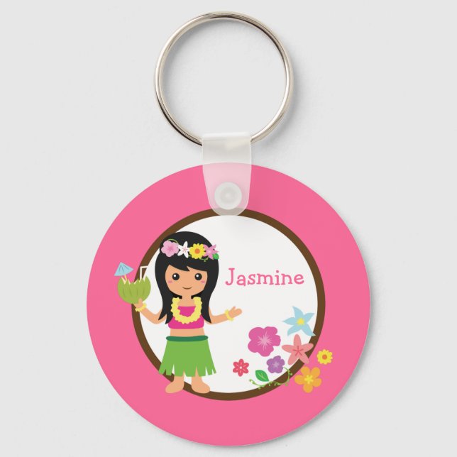 Hula Girl Luau Themed Party Favours Key Ring (Front)