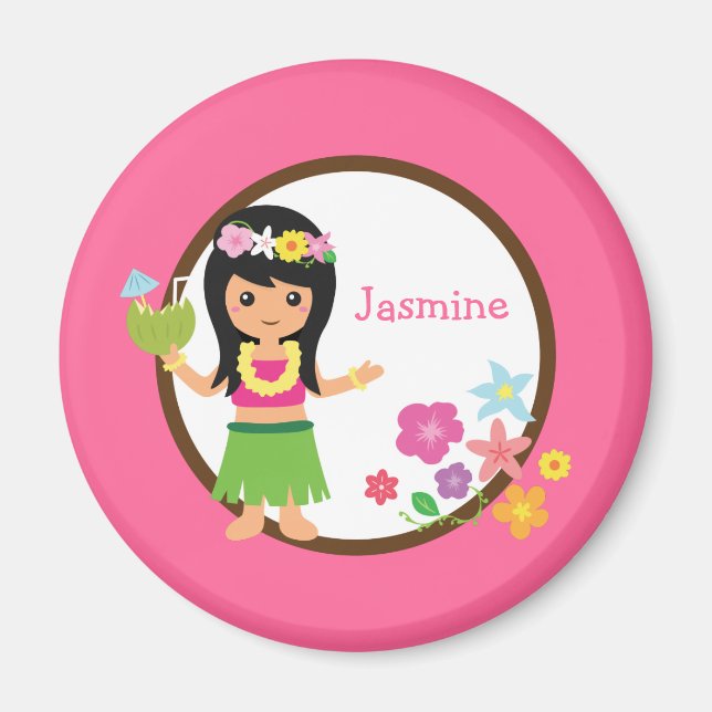 Hula Girl Luau Themed Party Favours Magnet (Front)