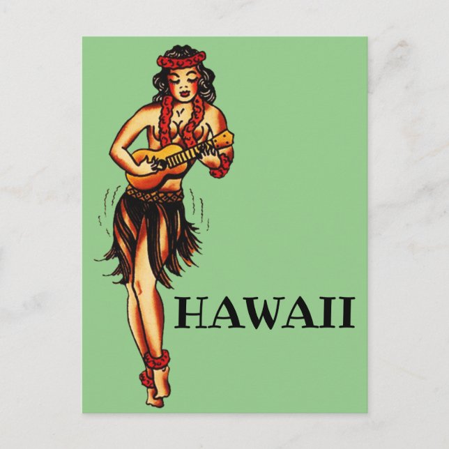 Hula Girl - Vintage Hawaii travel Postcard (Front)